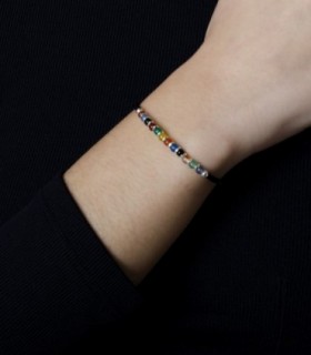 Pulsera de Plata Cristal  Arco iris