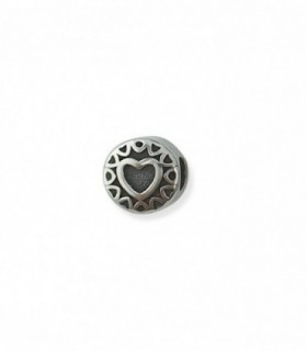 Dije charm de acero redondo con corazon FD50426