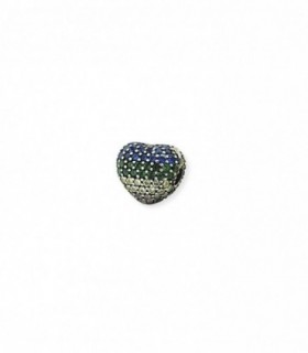Dije charms corazón con cubic multicolor de plata para pulseras SYD3835