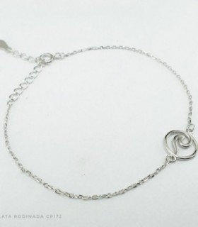 PULSERA DE PLATA RODINADA CON DIJE OLITA.  LARGO DE 15 A 18CM,